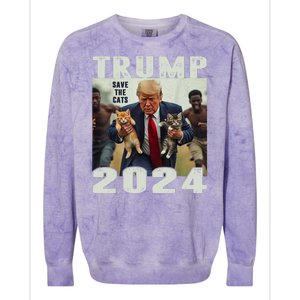 Trump 2024 Save The Cats Saying Debate Colorblast Crewneck Sweatshirt