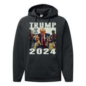 Trump 2024 Save The Cats Saying Debate Performance Fleece Hoodie