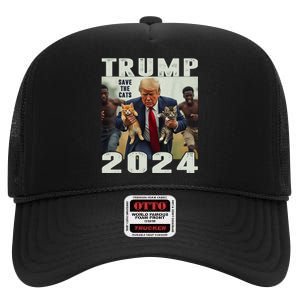 Trump 2024 Save The Cats Saying Debate High Crown Mesh Back Trucker Hat