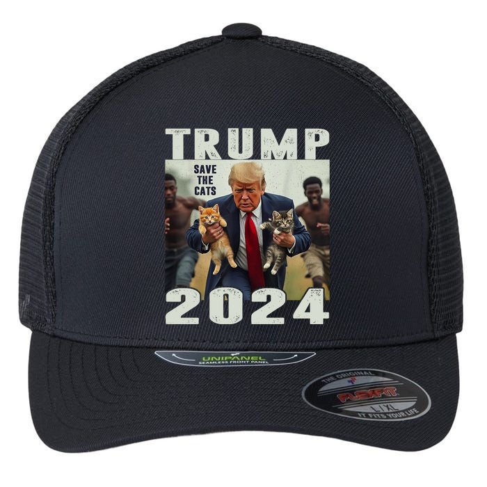 Trump 2024 Save The Cats Saying Debate Flexfit Unipanel Trucker Cap