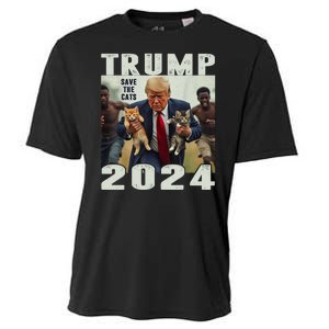 Trump 2024 Save The Cats Saying Debate Cooling Performance Crew T-Shirt