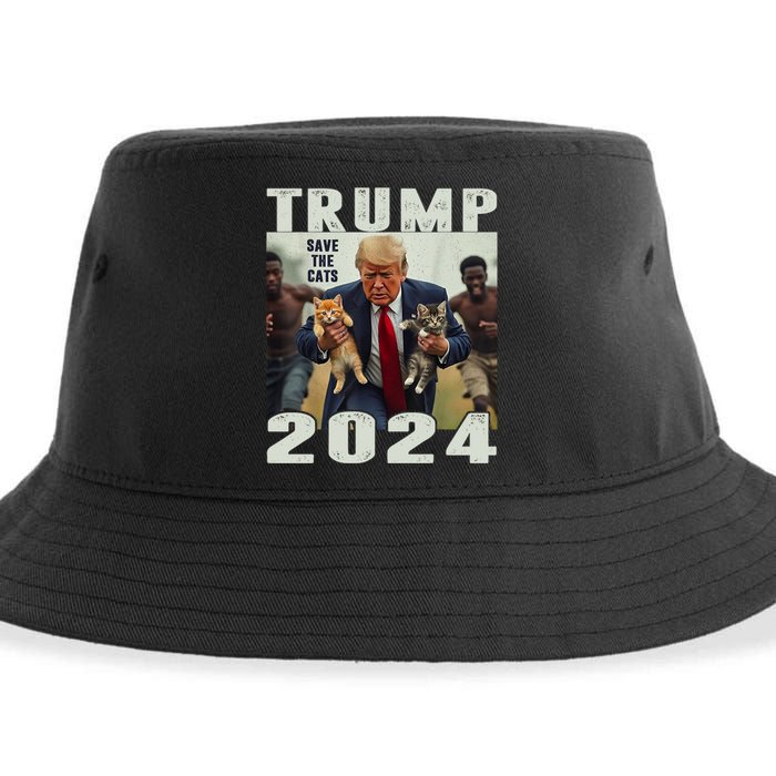 Trump 2024 Save The Cats Saying Debate Sustainable Bucket Hat