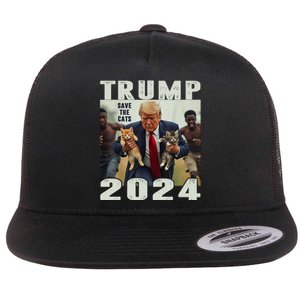 Trump 2024 Save The Cats Saying Debate Flat Bill Trucker Hat