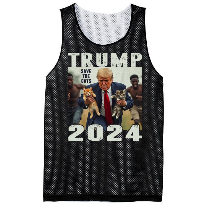 Trump 2024 Save The Cats Saying Debate Mesh Reversible Basketball Jersey Tank