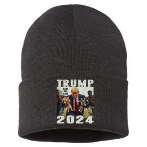 Trump 2024 Save The Cats Saying Debate Sustainable Knit Beanie