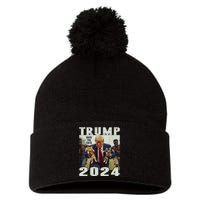 Trump 2024 Save The Cats Saying Debate Pom Pom 12in Knit Beanie