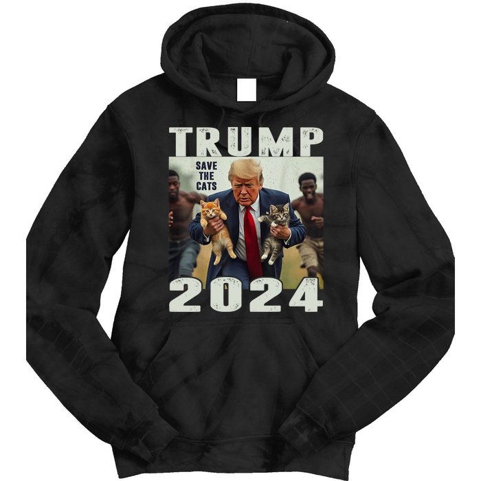 Trump 2024 Save The Cats Saying Debate Tie Dye Hoodie