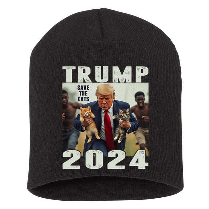 Trump 2024 Save The Cats Saying Debate Short Acrylic Beanie