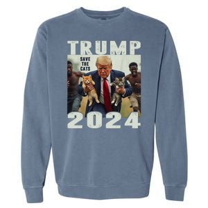 Trump 2024 Save The Cats Saying Debate Garment-Dyed Sweatshirt