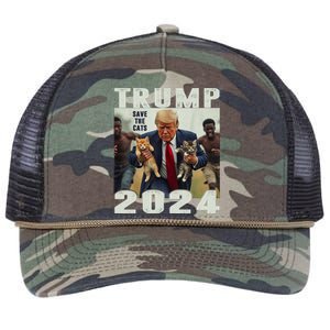 Trump 2024 Save The Cats Saying Debate Retro Rope Trucker Hat Cap