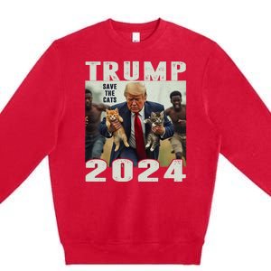 Trump 2024 Save The Cats Saying Debate Premium Crewneck Sweatshirt