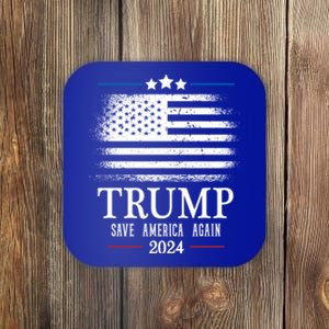 Trump 2024 Save America Again American Flag Gift Coaster