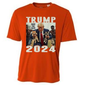 Trump 2024 Save The Cats Saying Debate Cooling Performance Crew T-Shirt