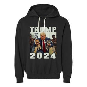 Trump 2024 Save The Cats Saying Debate Garment-Dyed Fleece Hoodie