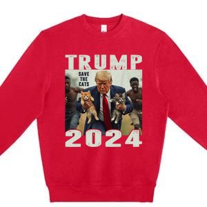 Trump 2024 Save The Cats Saying Debate Premium Crewneck Sweatshirt