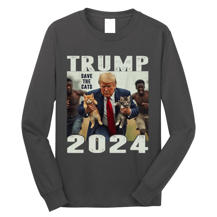 Trump 2024 Save The Cats Saying Debate Long Sleeve Shirt