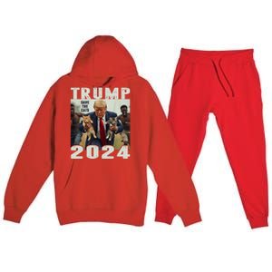 Trump 2024 Save The Cats Saying Debate Premium Hooded Sweatsuit Set