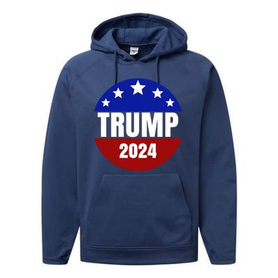 Trump 2024 Star Logo Performance Fleece Hoodie