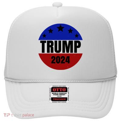 Trump 2024 Star Logo High Crown Mesh Back Trucker Hat