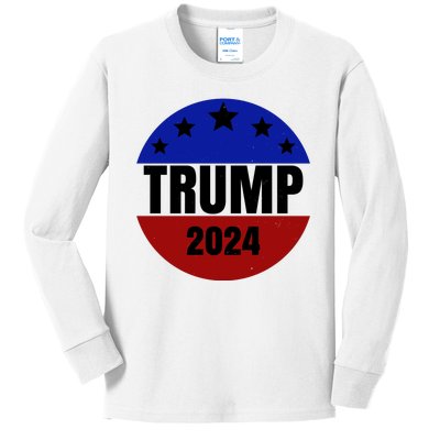 Trump 2024 Star Logo Kids Long Sleeve Shirt