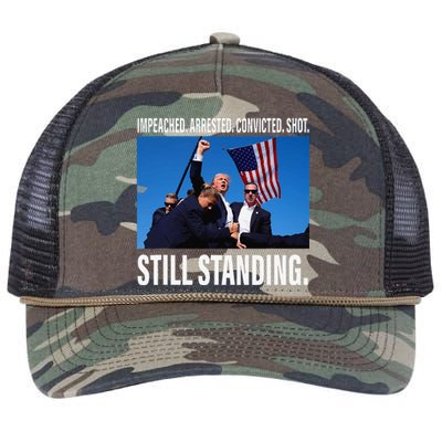 Trump 2024 Still Standing Retro Rope Trucker Hat Cap