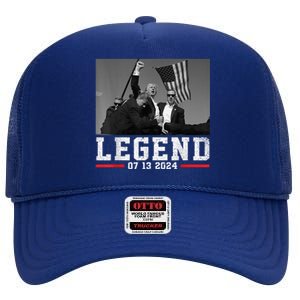 Trump 2024 Shooting President Legend Trump Rally Pa 2024 High Crown Mesh Back Trucker Hat