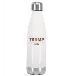 Trump 2024 Save America Again Leopard Print Gift Cool Gift Stainless Steel Insulated Water Bottle