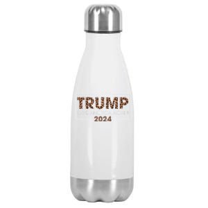 Trump 2024 Save America Again Leopard Print Gift Cool Gift Stainless Steel Insulated Water Bottle