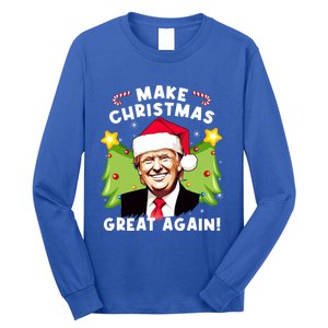 Trump 2024 Santa Hat Make Christmas Great Again Gift Long Sleeve Shirt