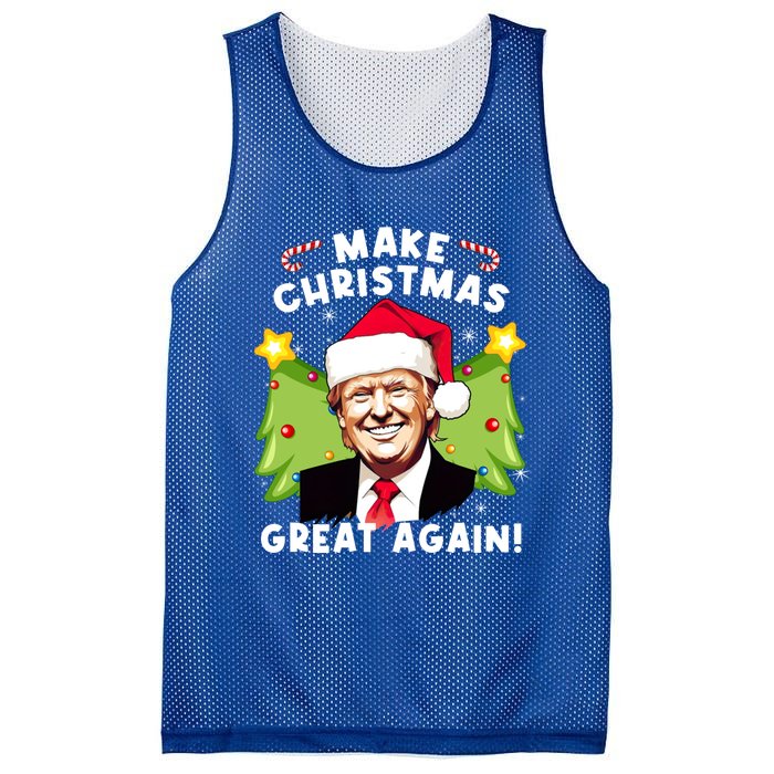 Trump 2024 Santa Hat Make Christmas Great Again Gift Mesh Reversible Basketball Jersey Tank