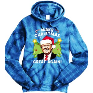 Trump 2024 Santa Hat Make Christmas Great Again Gift Tie Dye Hoodie