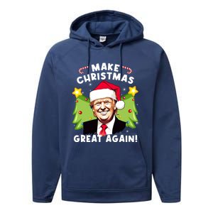 Trump 2024 Santa Hat Make Christmas Great Again Gift Performance Fleece Hoodie