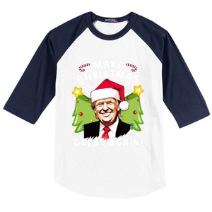 Trump 2024 Santa Hat Make Christmas Great Again Gift Baseball Sleeve Shirt