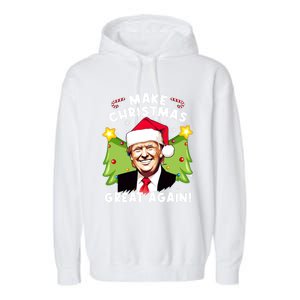 Trump 2024 Santa Hat Make Christmas Great Again Gift Garment-Dyed Fleece Hoodie