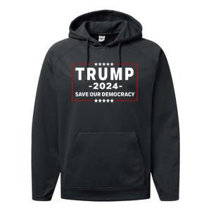 Trump 2024 Save Our Democracy Voting Political Design Performance Fleece Hoodie