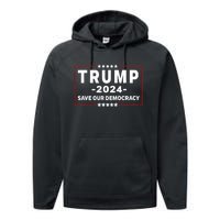 Trump 2024 Save Our Democracy Voting Political Design Performance Fleece Hoodie