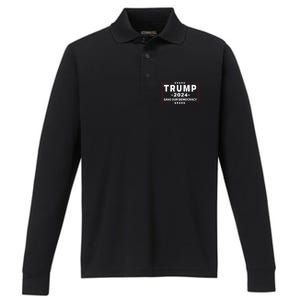 Trump 2024 Save Our Democracy Voting Political Design Performance Long Sleeve Polo