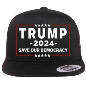 Trump 2024 Save Our Democracy Voting Political Design Flat Bill Trucker Hat