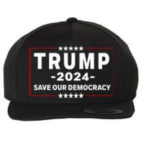 Trump 2024 Save Our Democracy Voting Political Design Wool Snapback Cap