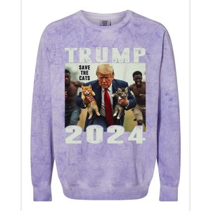 Trump 2024 Save The Cats Saying Debate Gift Colorblast Crewneck Sweatshirt