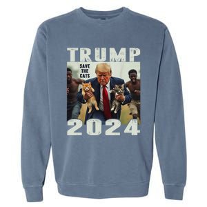 Trump 2024 Save The Cats Saying Debate Gift Garment-Dyed Sweatshirt