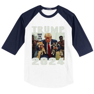 Trump 2024 Save The Cats Saying Debate Gift Baseball Sleeve Shirt