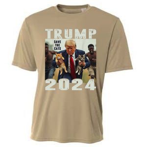 Trump 2024 Save The Cats Saying Debate Gift Cooling Performance Crew T-Shirt