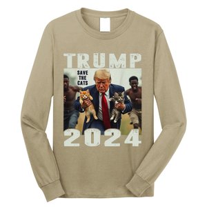 Trump 2024 Save The Cats Saying Debate Gift Long Sleeve Shirt