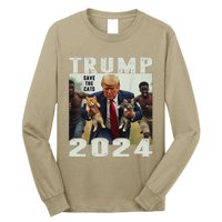 Trump 2024 Save The Cats Saying Debate Gift Long Sleeve Shirt