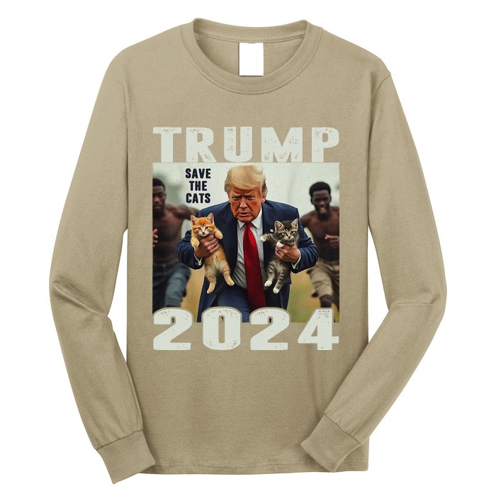 Trump 2024 Save The Cats Saying Debate Gift Long Sleeve Shirt