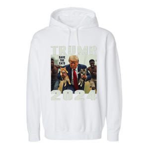 Trump 2024 Save The Cats Saying Debate Gift Garment-Dyed Fleece Hoodie