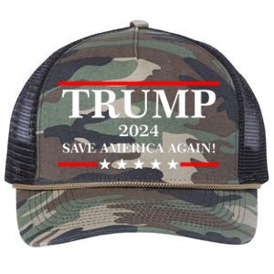 Trump 2024 Save America Again USA President Vote Retro Rope Trucker Hat Cap