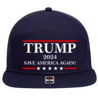 Trump 2024 Save America Again USA President Vote 7 Panel Mesh Trucker Snapback Hat