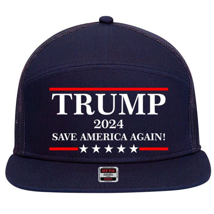 Trump 2024 Save America Again USA President Vote 7 Panel Mesh Trucker Snapback Hat